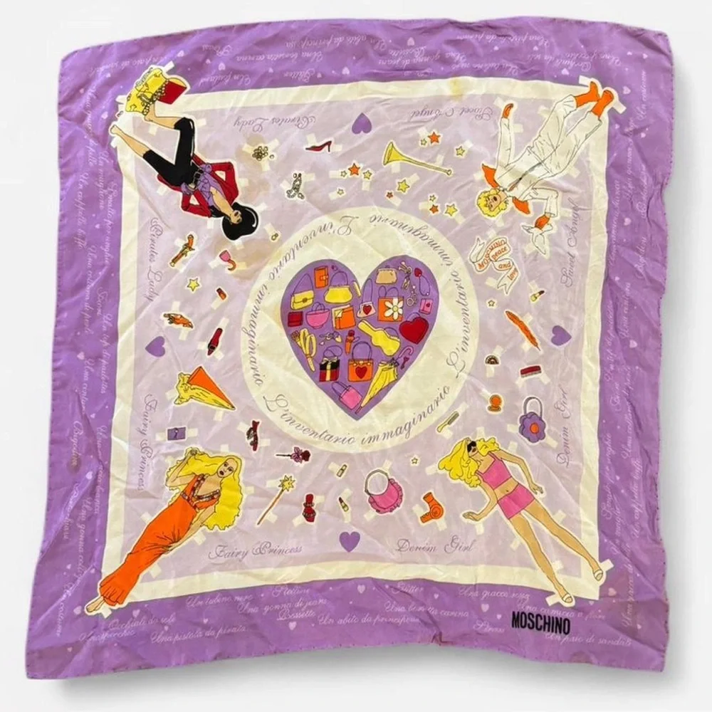 Moschino Lavender Silk Scarf